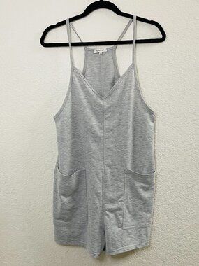 No Comment Light Heather Gray Casual Comfy Shorts Romper | Small